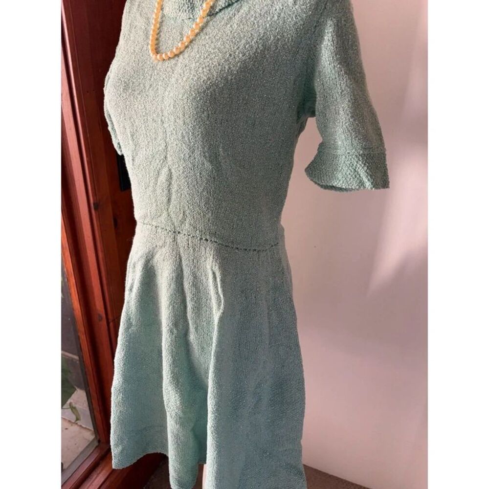 Vintag Handmade MCM Retro A-Line Soft Girl Coquette Sweet Metallic Knitted Dress